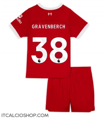 Liverpool Ryan Gravenberch #38 Prima Maglia Bambino 2023-24 Manica Corta (+ Pantaloni corti)